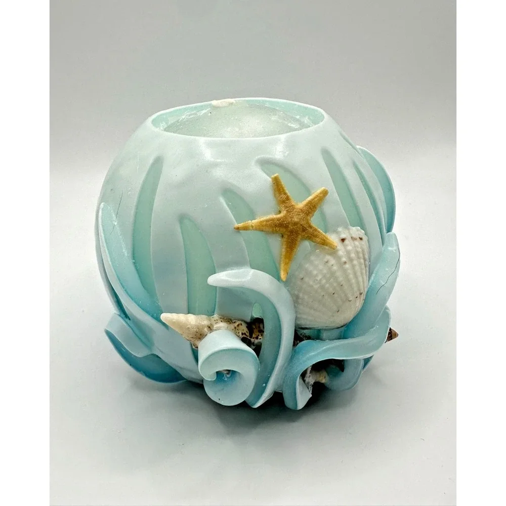 NEW Wax & Beyond Candle Hand Dipped&Carved Glow Refillable Beach Coast Sea Shell